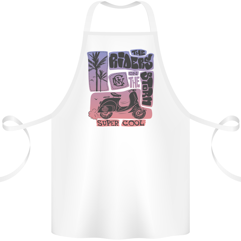 Scooter the Riders on the Storm Motorbike Cotton Apron 100% Organic White