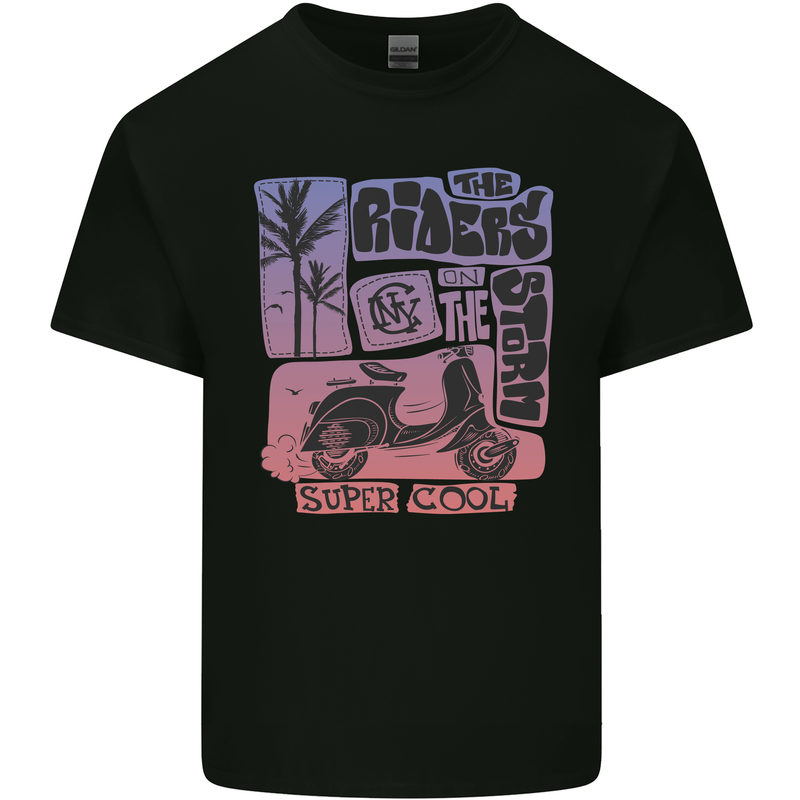 Scooter the Riders on the Storm Motorbike Kids T-Shirt Childrens Black