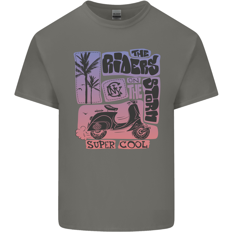 Scooter the Riders on the Storm Motorbike Kids T-Shirt Childrens Charcoal