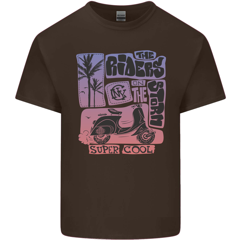Scooter the Riders on the Storm Motorbike Kids T-Shirt Childrens Chocolate