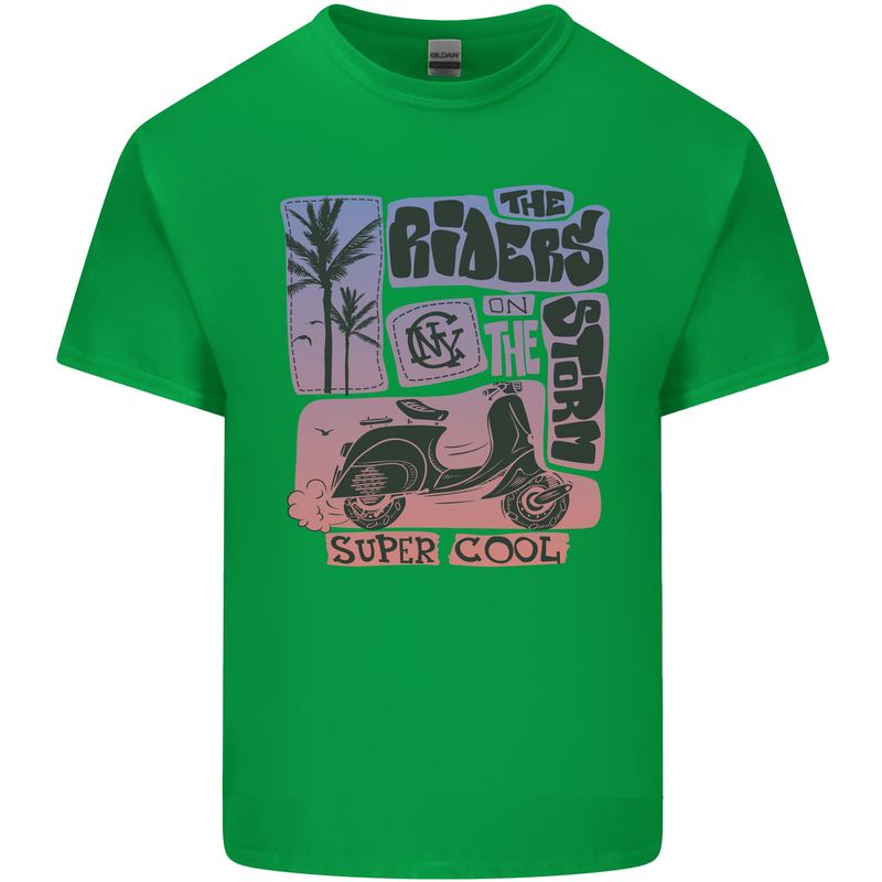 Scooter the Riders on the Storm Motorbike Kids T-Shirt Childrens Irish Green