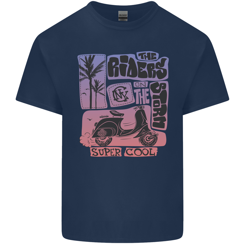 Scooter the Riders on the Storm Motorbike Kids T-Shirt Childrens Navy Blue