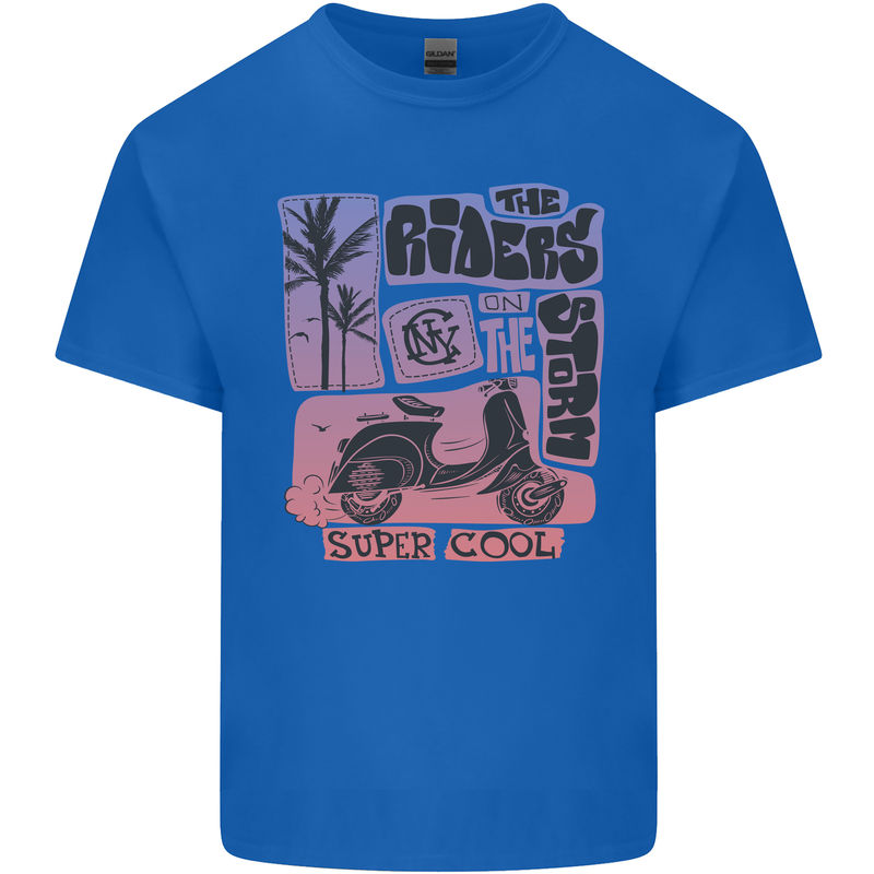 Scooter the Riders on the Storm Motorbike Kids T-Shirt Childrens Royal Blue