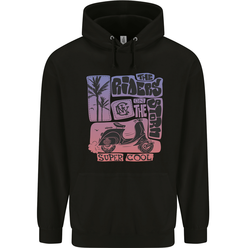 Scooter the Riders on the Storm Motorbike Mens 80% Cotton Hoodie Black