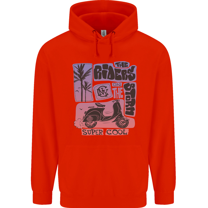 Scooter the Riders on the Storm Motorbike Mens 80% Cotton Hoodie Bright Red
