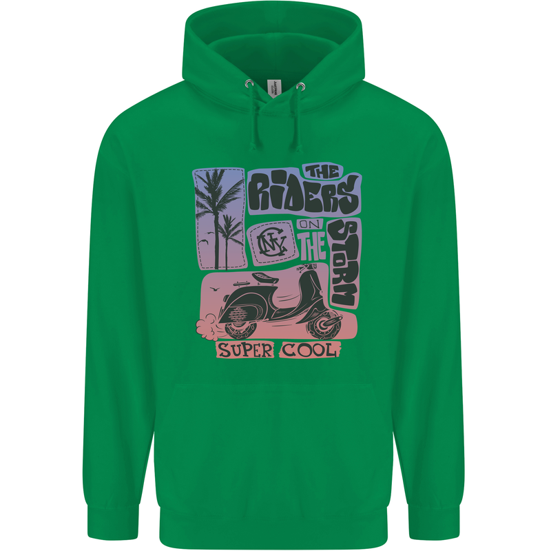 Scooter the Riders on the Storm Motorbike Mens 80% Cotton Hoodie Irish Green