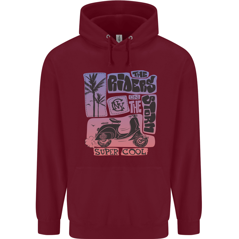 Scooter the Riders on the Storm Motorbike Mens 80% Cotton Hoodie Maroon