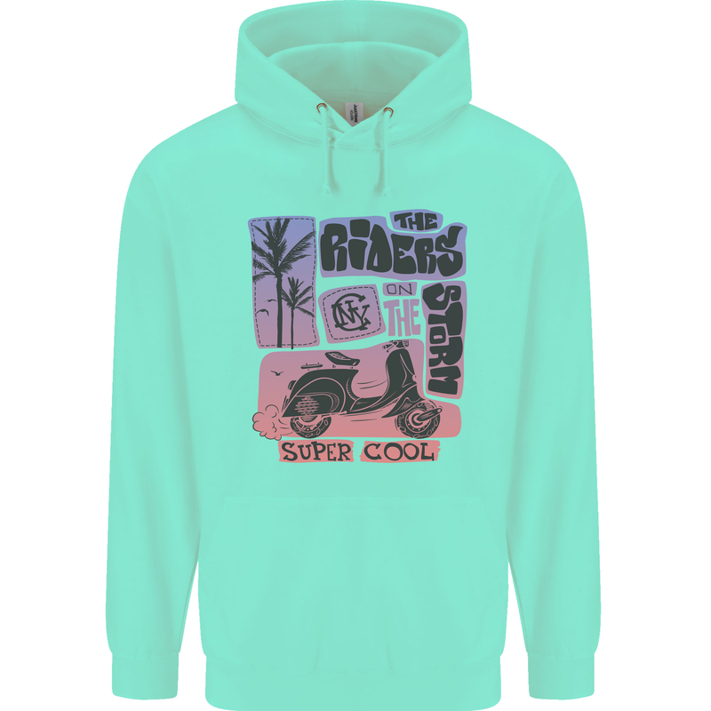 Scooter the Riders on the Storm Motorbike Mens 80% Cotton Hoodie Peppermint