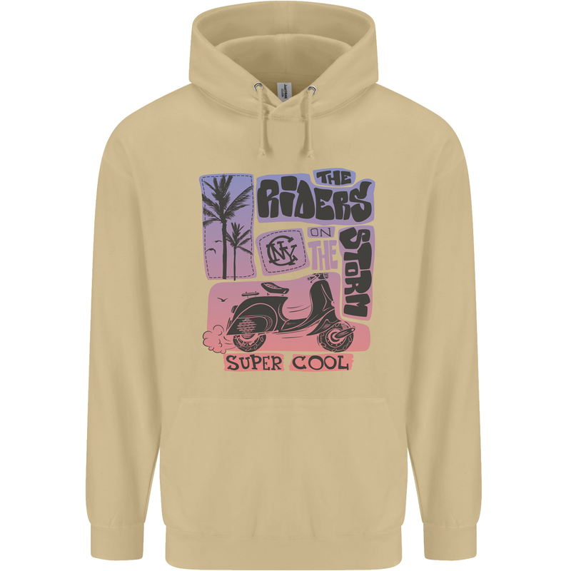 Scooter the Riders on the Storm Motorbike Mens 80% Cotton Hoodie Sand