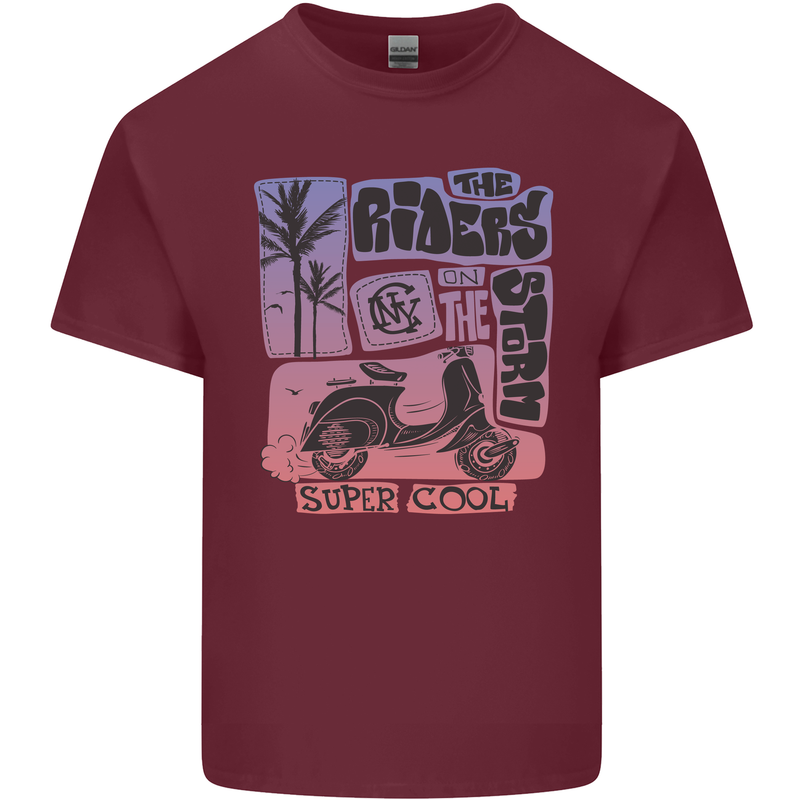 Scooter the Riders on the Storm Motorbike Mens Cotton T-Shirt Tee Top Maroon