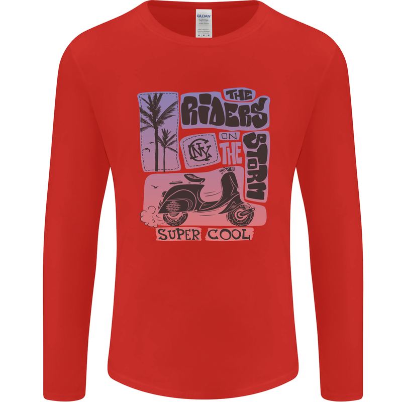 Scooter the Riders on the Storm Motorbike Mens Long Sleeve T-Shirt Red