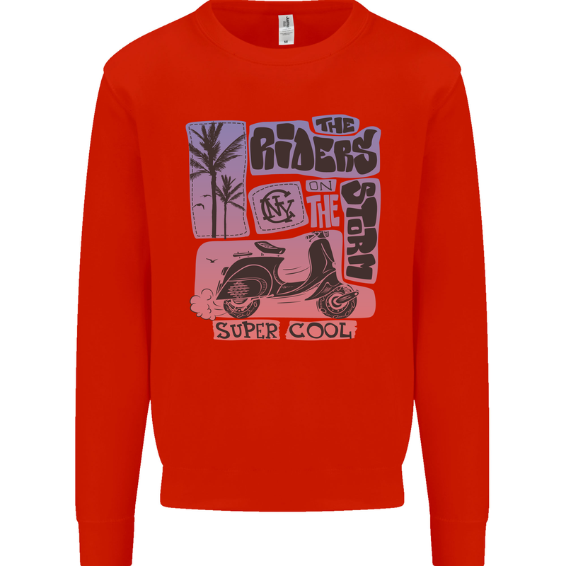 Scooter the Riders on the Storm Motorbike Mens Sweatshirt Jumper Bright Red