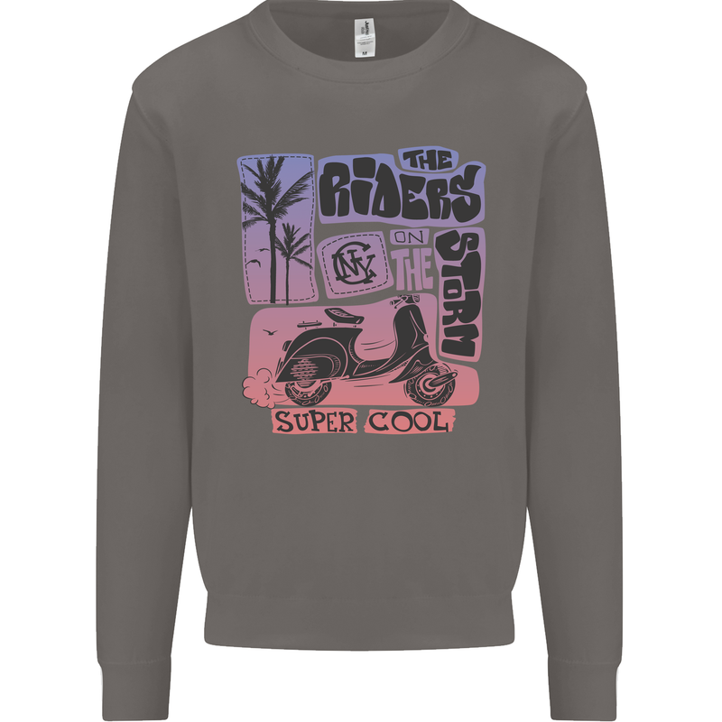 Scooter the Riders on the Storm Motorbike Mens Sweatshirt Jumper Charcoal