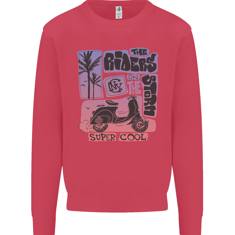 Scooter the Riders on the Storm Motorbike Mens Sweatshirt Jumper Heliconia