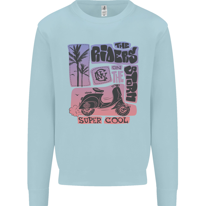 Scooter the Riders on the Storm Motorbike Mens Sweatshirt Jumper Light Blue