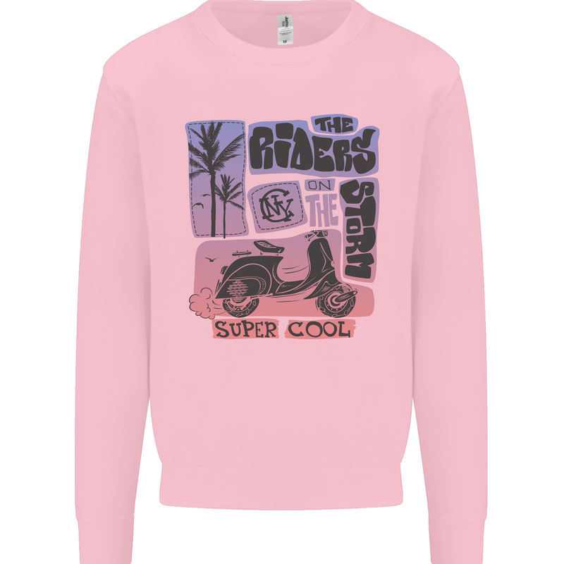 Scooter the Riders on the Storm Motorbike Mens Sweatshirt Jumper Light Pink