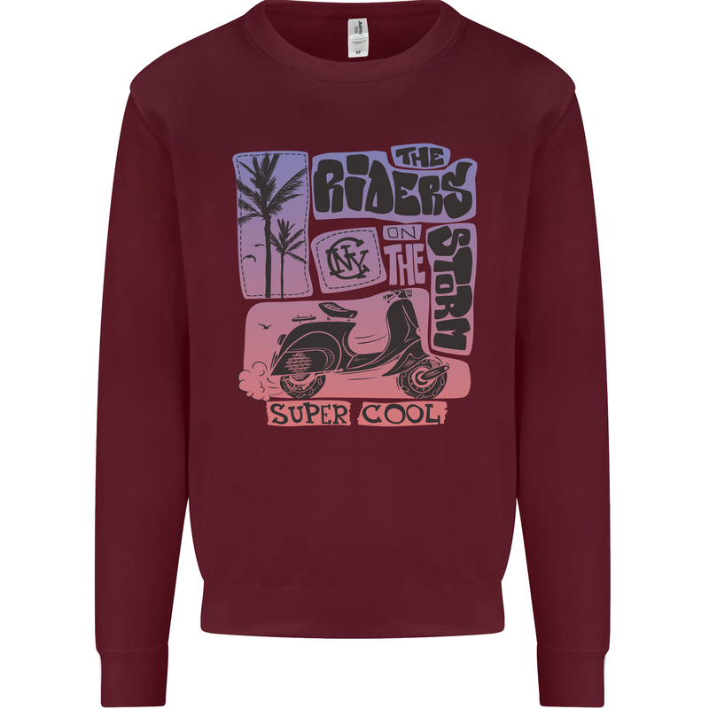 Scooter the Riders on the Storm Motorbike Mens Sweatshirt Jumper Maroon
