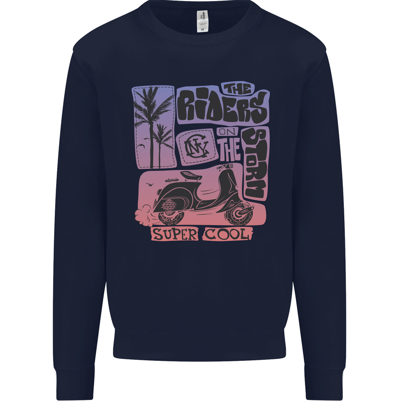 Scooter the Riders on the Storm Motorbike Mens Sweatshirt Jumper Navy Blue