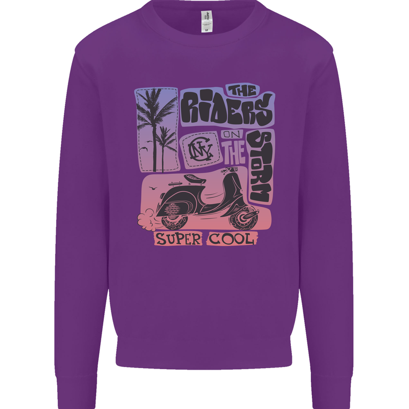 Scooter the Riders on the Storm Motorbike Mens Sweatshirt Jumper Purple