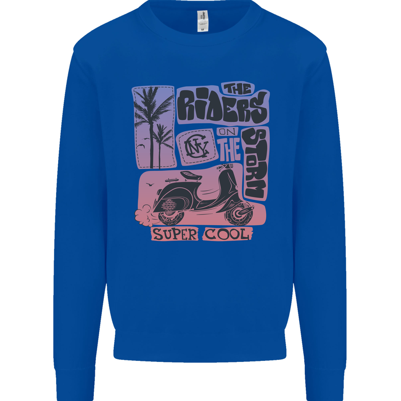 Scooter the Riders on the Storm Motorbike Mens Sweatshirt Jumper Royal Blue