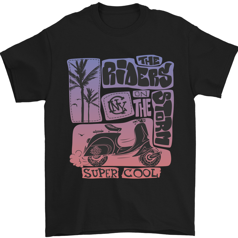 Scooter the Riders on the Storm Motorbike Mens T-Shirt Cotton Gildan Black