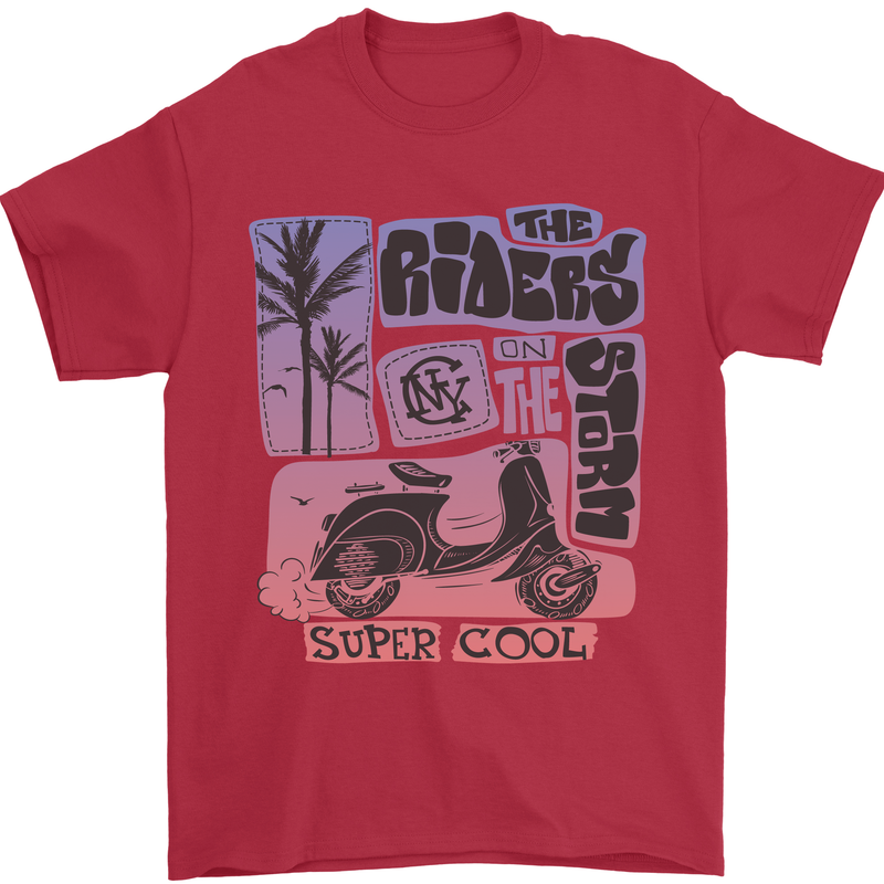 Scooter the Riders on the Storm Motorbike Mens T-Shirt Cotton Gildan Red