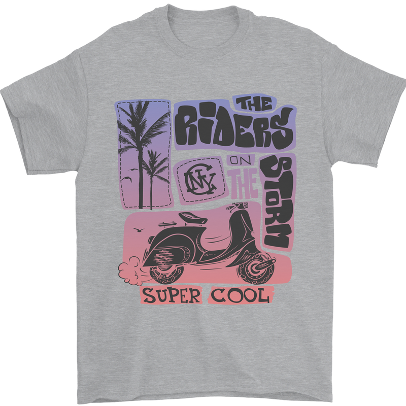 Scooter the Riders on the Storm Motorbike Mens T-Shirt Cotton Gildan Sports Grey