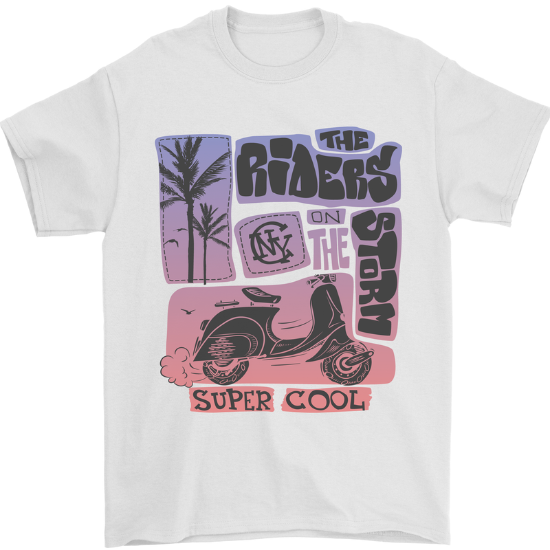 Scooter the Riders on the Storm Motorbike Mens T-Shirt Cotton Gildan White