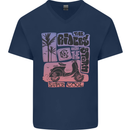 Scooter the Riders on the Storm Motorbike Mens V-Neck Cotton T-Shirt Navy Blue