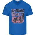 Scooter the Riders on the Storm Motorbike Mens V-Neck Cotton T-Shirt Royal Blue