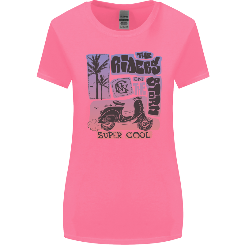 Scooter the Riders on the Storm Motorbike Womens Wider Cut T-Shirt Azalea