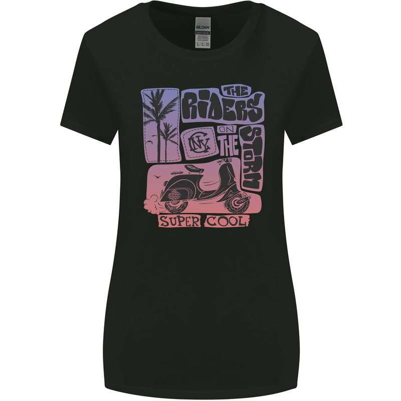 Scooter the Riders on the Storm Motorbike Womens Wider Cut T-Shirt Black