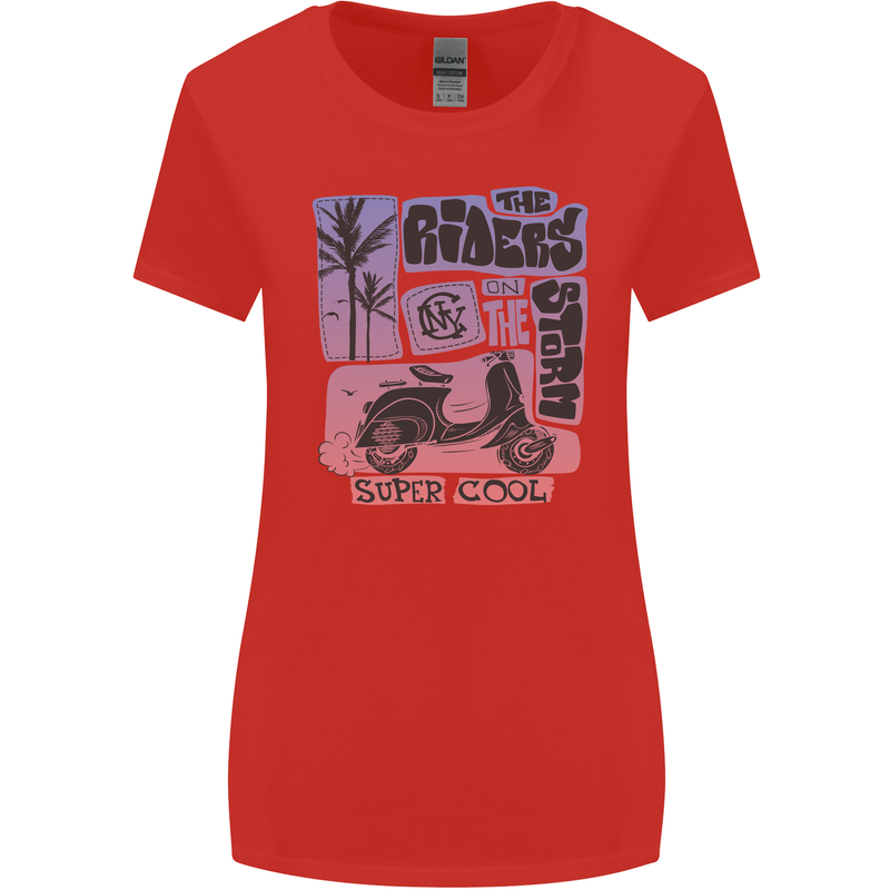 Scooter the Riders on the Storm Motorbike Womens Wider Cut T-Shirt Red