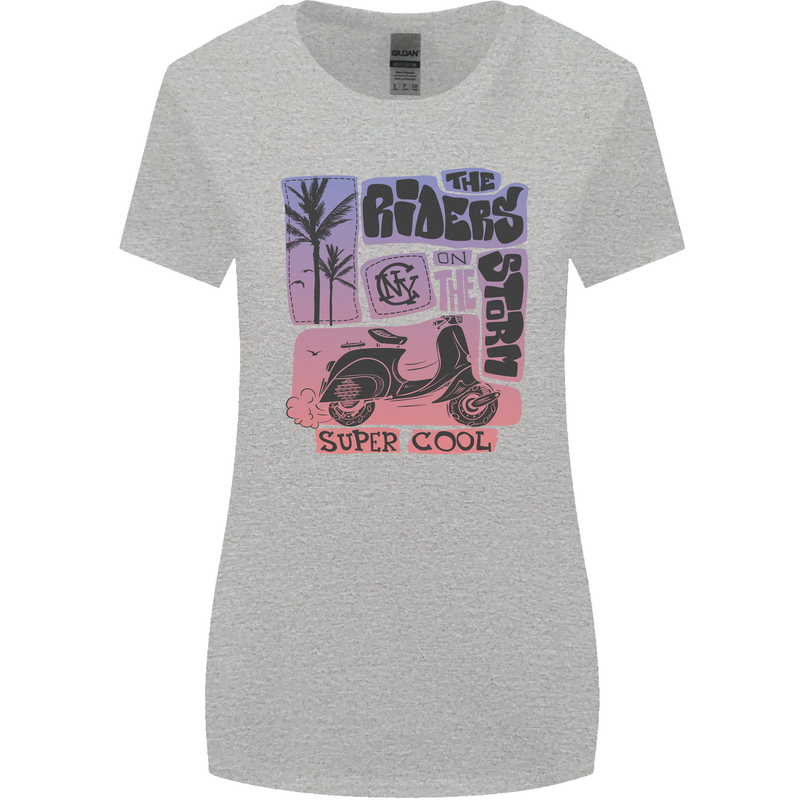 Scooter the Riders on the Storm Motorbike Womens Wider Cut T-Shirt Sports Grey