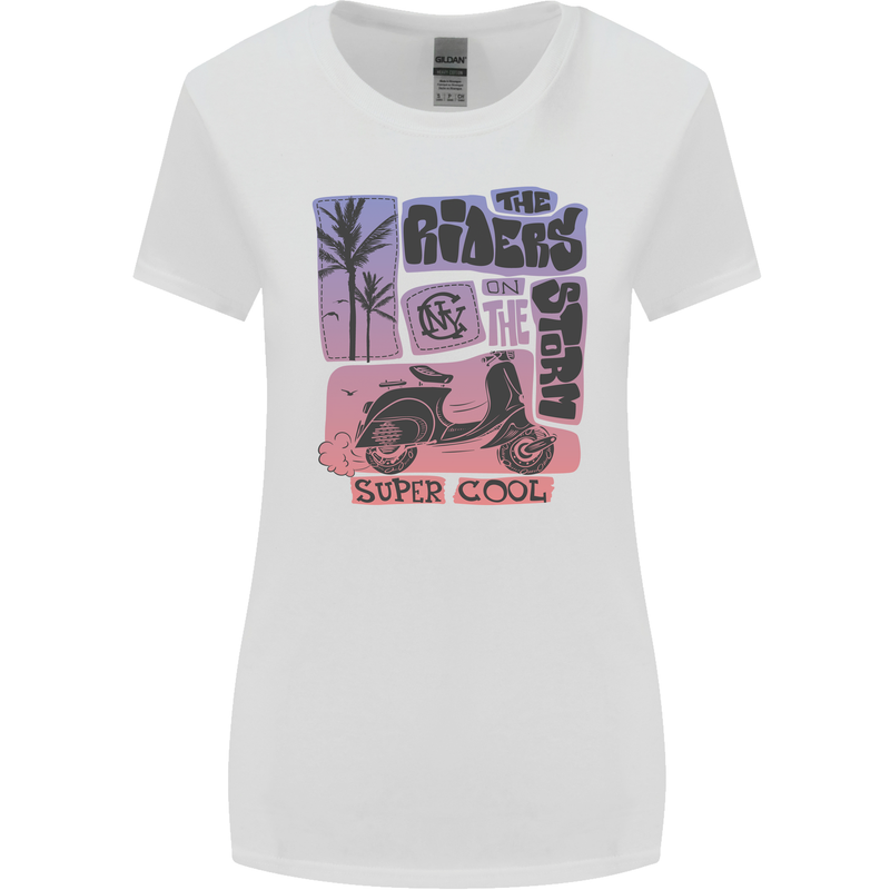 Scooter the Riders on the Storm Motorbike Womens Wider Cut T-Shirt White