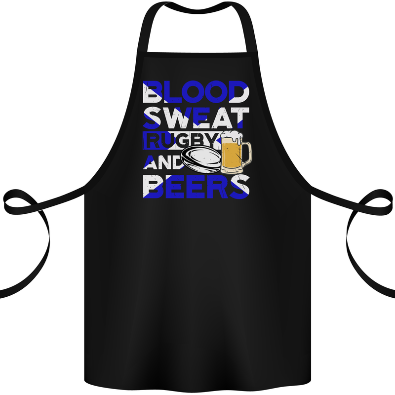 Scotland Blood Sweat & Beers Rugby Scottish Cotton Apron 100% Organic Black