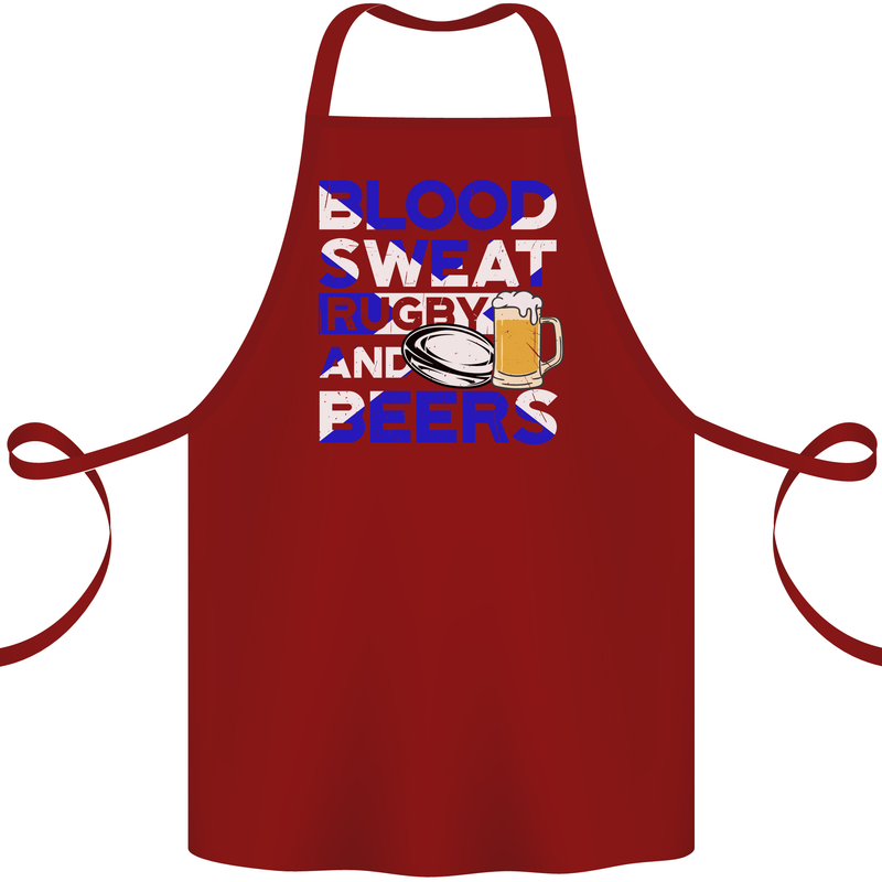Scotland Blood Sweat & Beers Rugby Scottish Cotton Apron 100% Organic Maroon