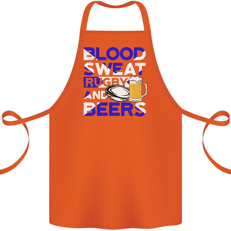 Scotland Blood Sweat & Beers Rugby Scottish Cotton Apron 100% Organic Orange