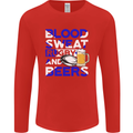Scotland Blood Sweat & Beers Rugby Scottish Mens Long Sleeve T-Shirt Red