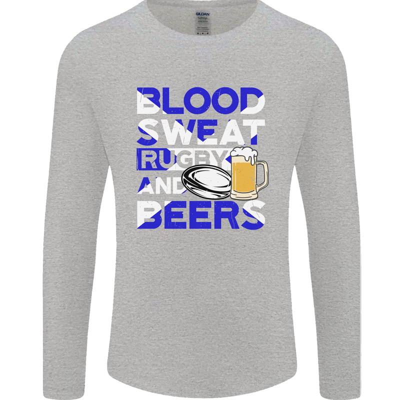 Scotland Blood Sweat & Beers Rugby Scottish Mens Long Sleeve T-Shirt Sports Grey