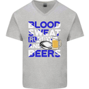 Scotland Blood Sweat & Beers Rugby Scottish Mens V-Neck Cotton T-Shirt Sports Grey