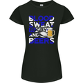 Scotland Blood Sweat & Beers Rugby Scottish Womens Petite Cut T-Shirt Black