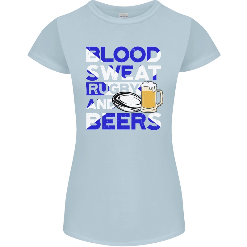 Scotland Blood Sweat & Beers Rugby Scottish Womens Petite Cut T-Shirt Light Blue