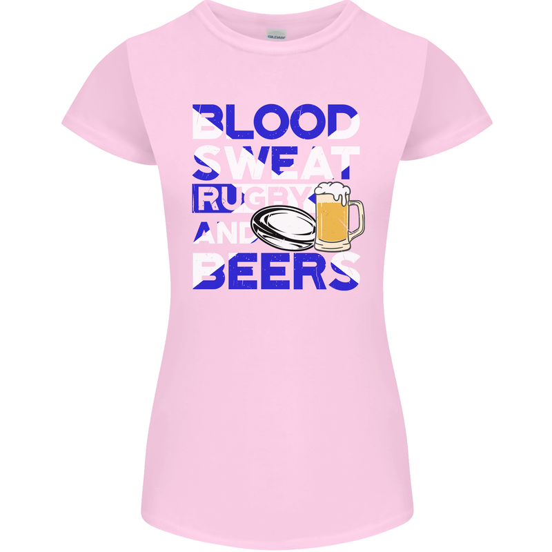 Scotland Blood Sweat & Beers Rugby Scottish Womens Petite Cut T-Shirt Light Pink
