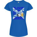 Scotland Blood Sweat & Beers Rugby Scottish Womens Petite Cut T-Shirt Royal Blue