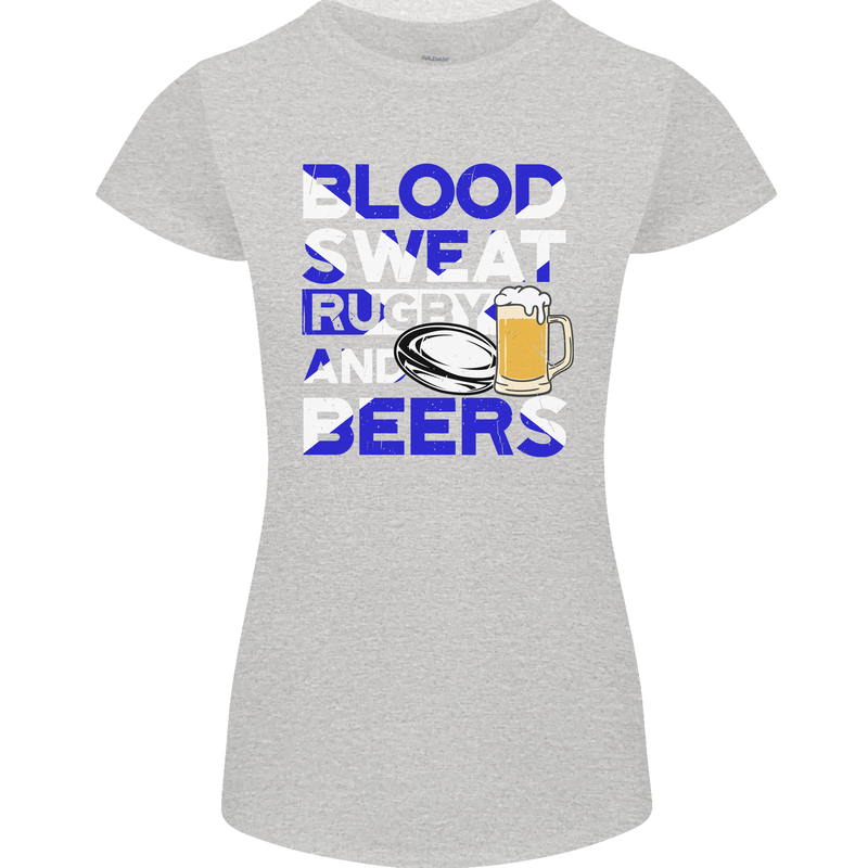 Scotland Blood Sweat & Beers Rugby Scottish Womens Petite Cut T-Shirt Sports Grey