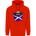 Scotland Flag Skull Scottish Biker Gothic Childrens Kids Hoodie Bright Red