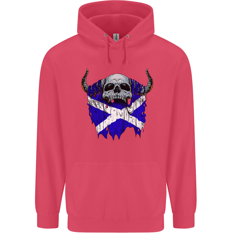 Scotland Flag Skull Scottish Biker Gothic Childrens Kids Hoodie Heliconia