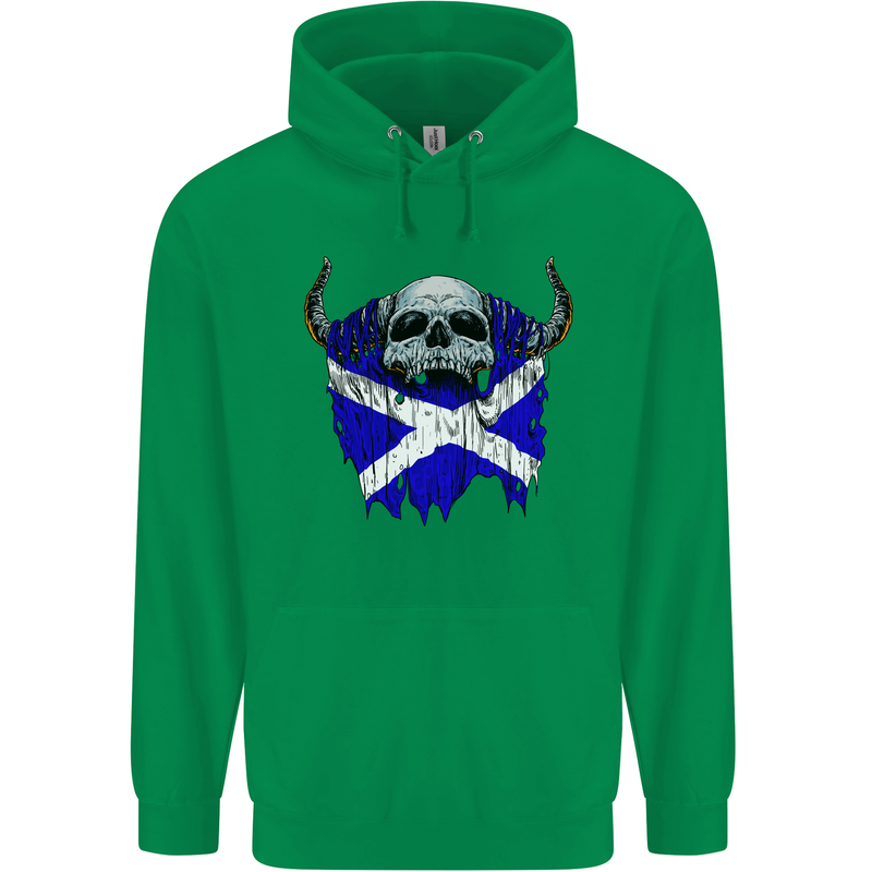 Scotland Flag Skull Scottish Biker Gothic Childrens Kids Hoodie Irish Green