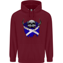 Scotland Flag Skull Scottish Biker Gothic Childrens Kids Hoodie Maroon